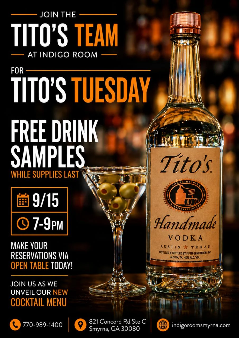 Tito's Tuesday event with free drink samples at a vibrant bar setting