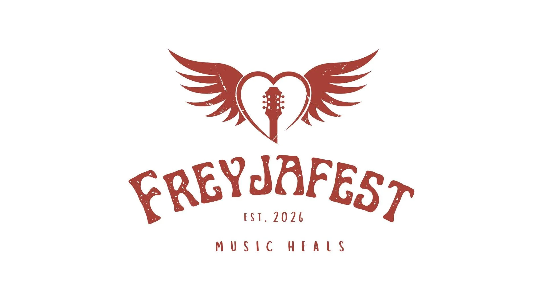 Freyjafest logo featuring a heart and guitar with wings