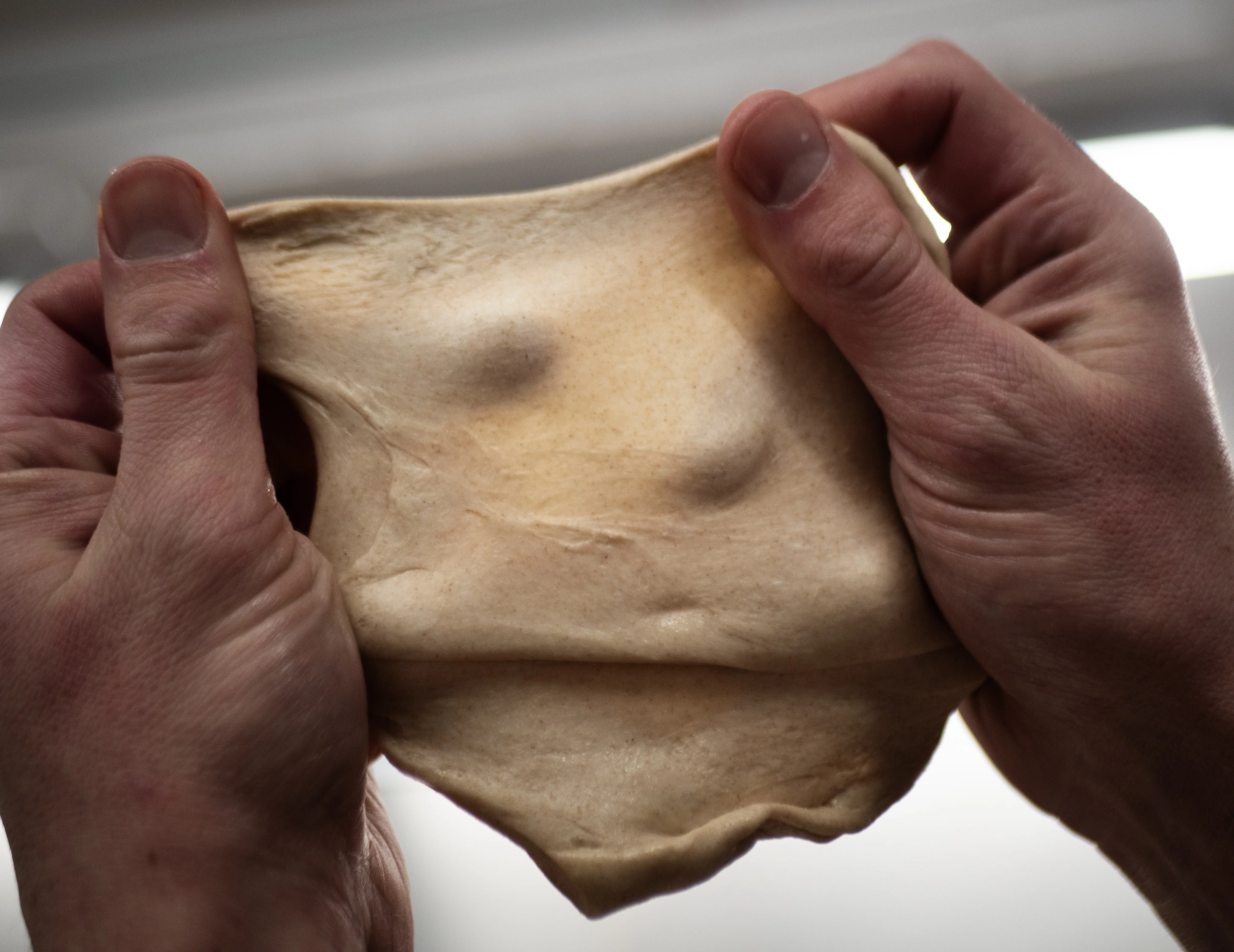 Wes stretching dough