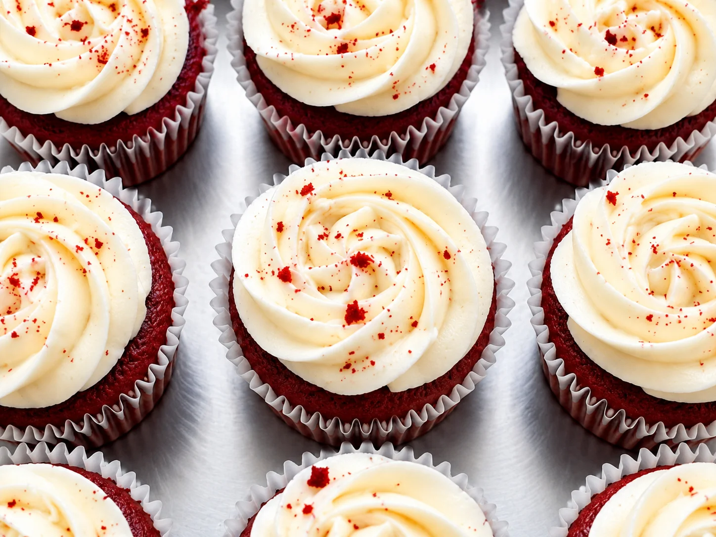 Red velvet cupcakes with cream cheese frosting