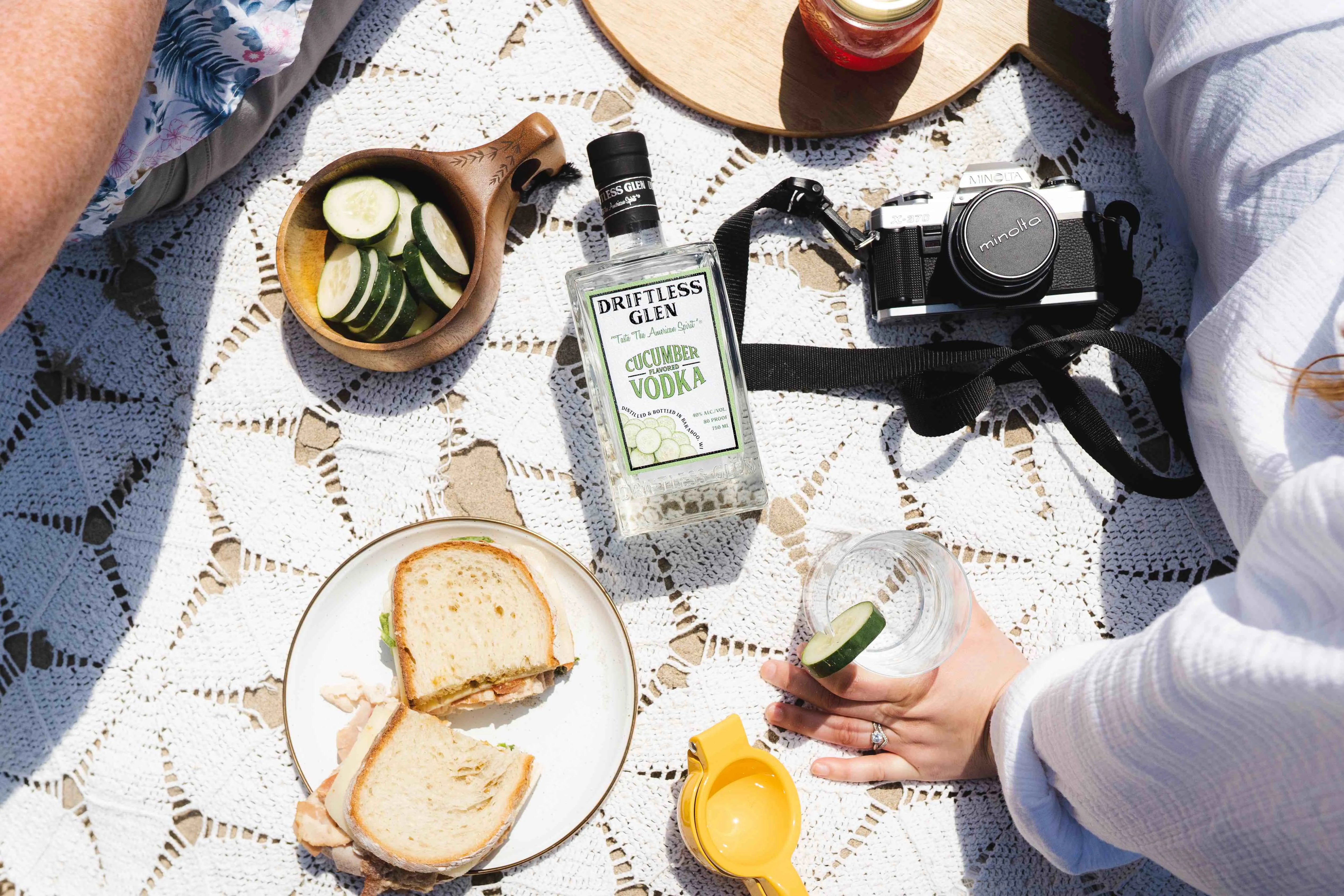 A bottle of Cucumber Vodka
