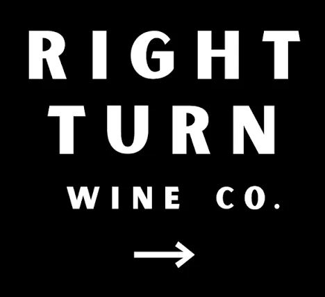 Logo of Right Turn Wine Co. with arrow design