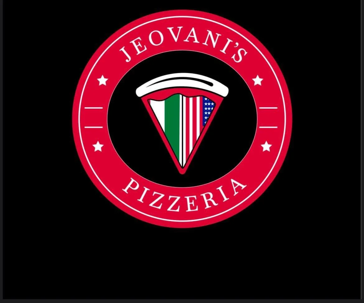 Logo of Jeovani's Pizzeria featuring Italian and American flags