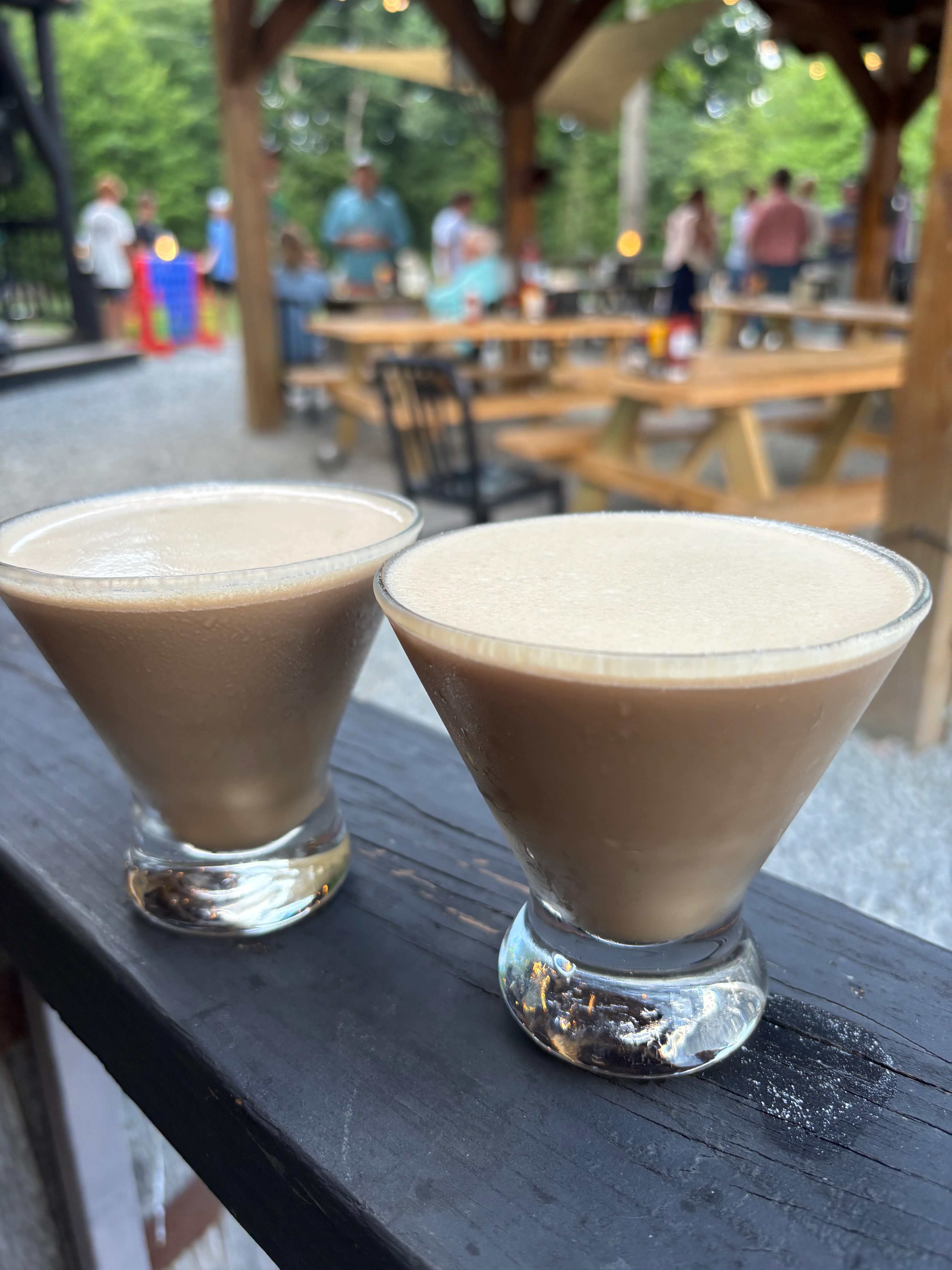 Chilled coffee cocktails served outdoors in elegant glasses