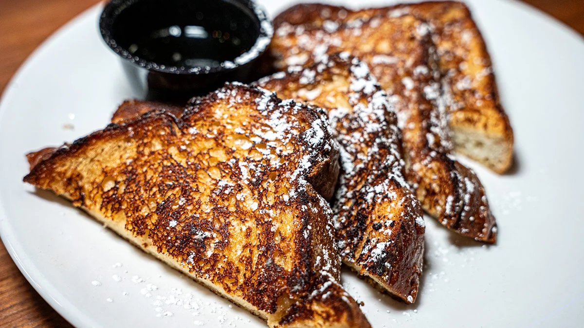 Noosh Nosh Kentucky French Toast made with pullman loaf ,bourbon maple syrup