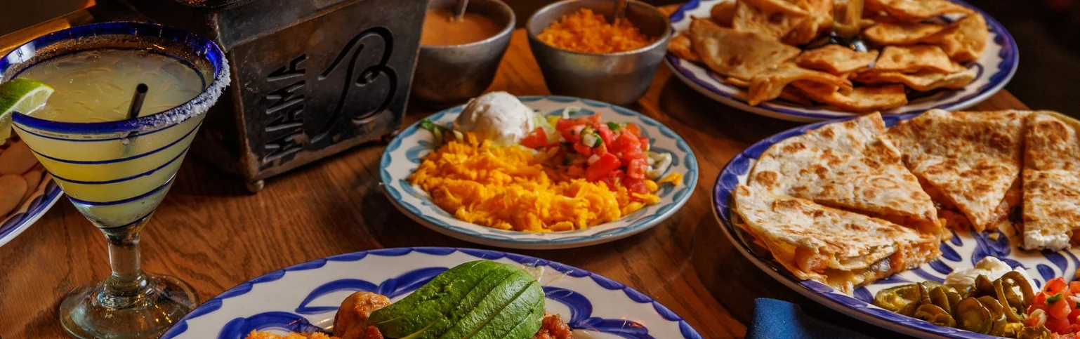 Colorful Mexican feast with enchiladas and quesadillas