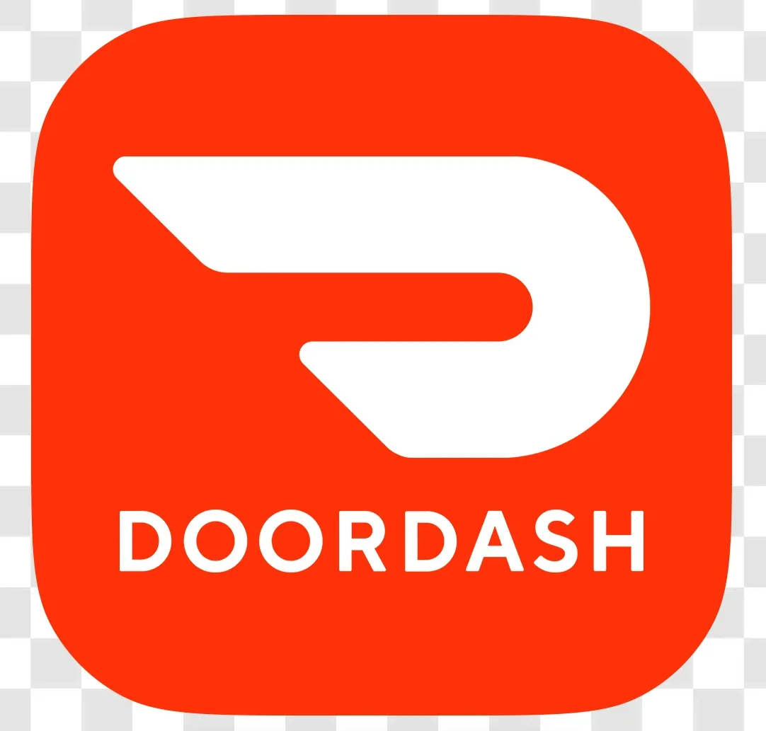 DoorDash logo on a vibrant red background
