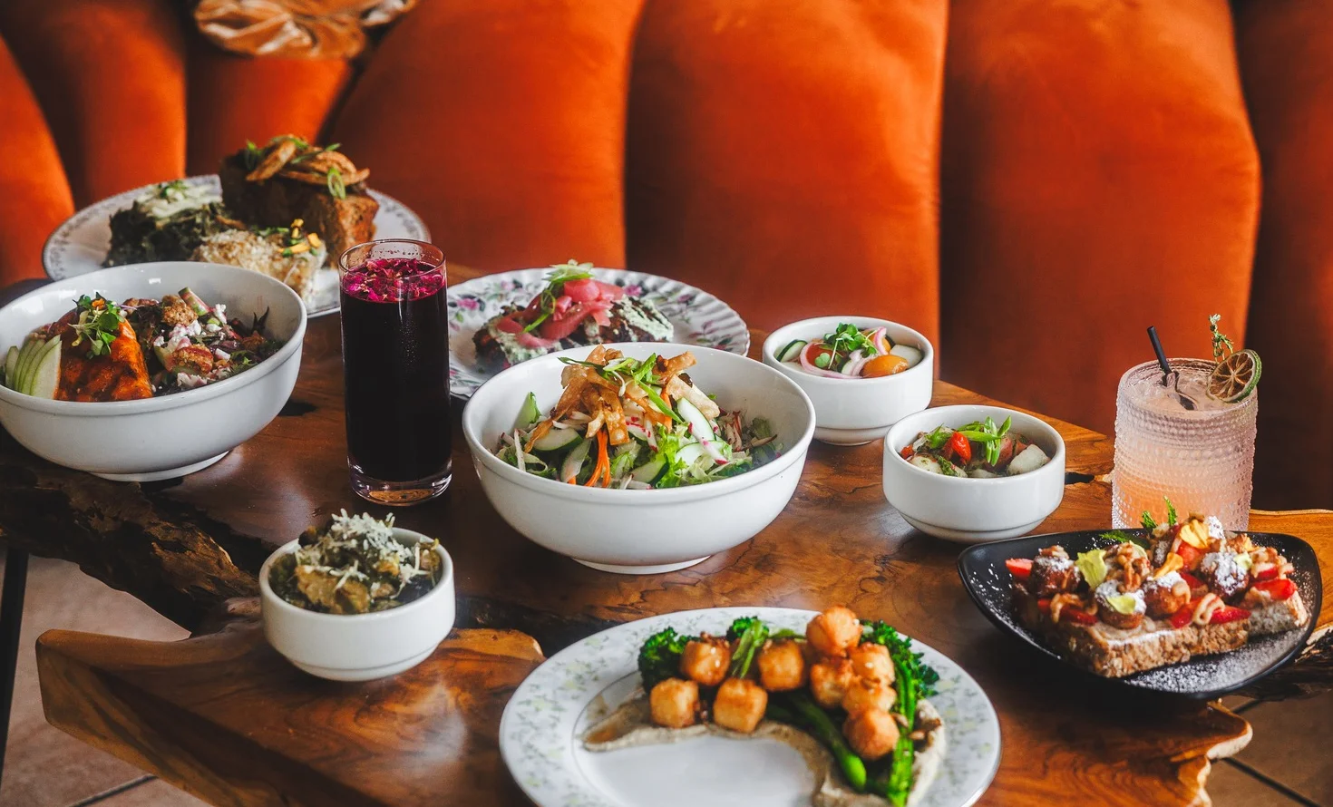 Assorted dishes from a modern fusion restaurant