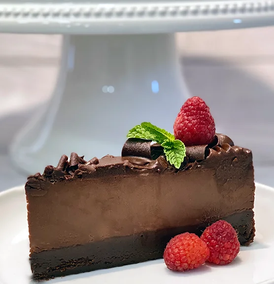 A freshly made chocolate cake