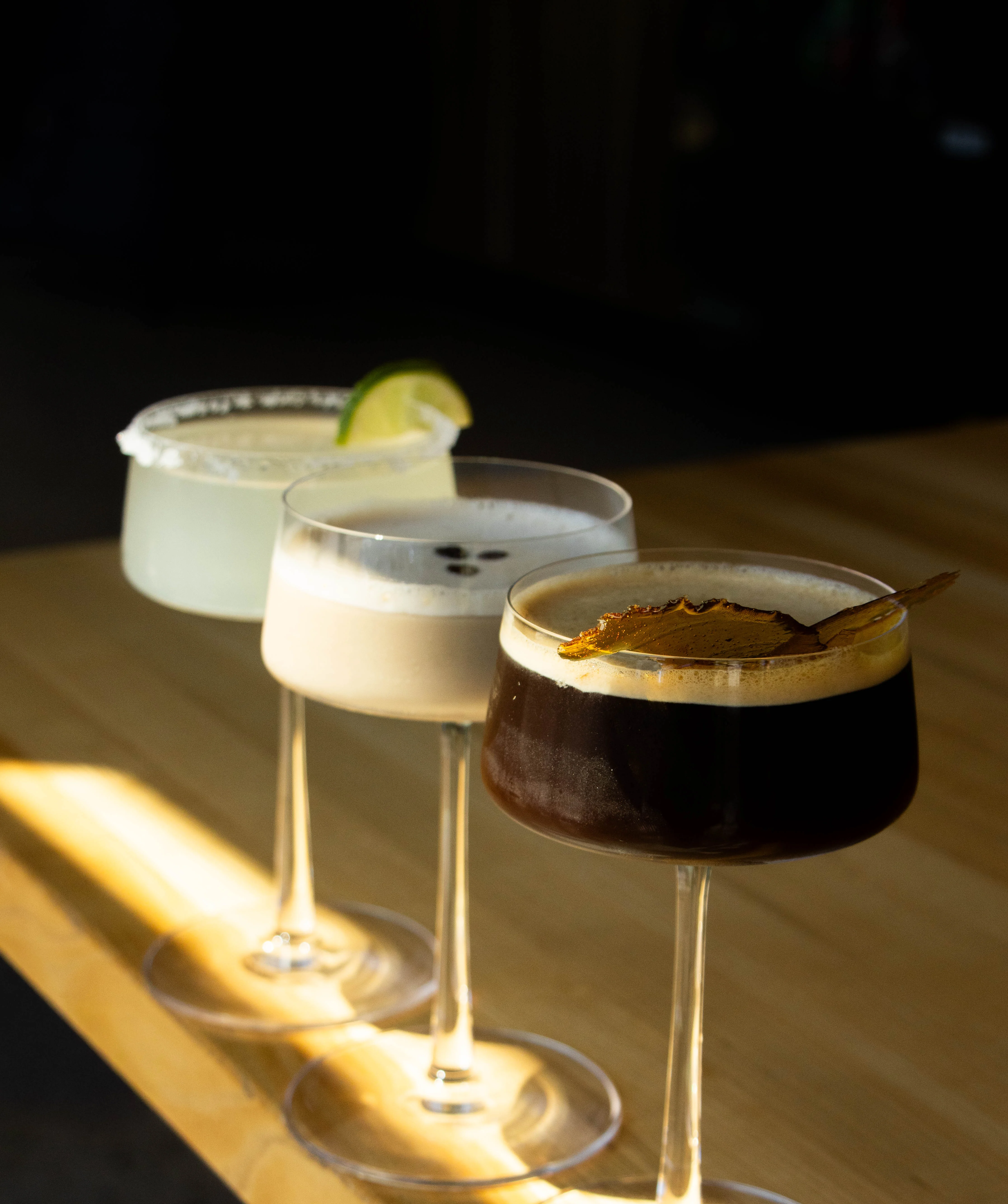 Three different flavors of martinis