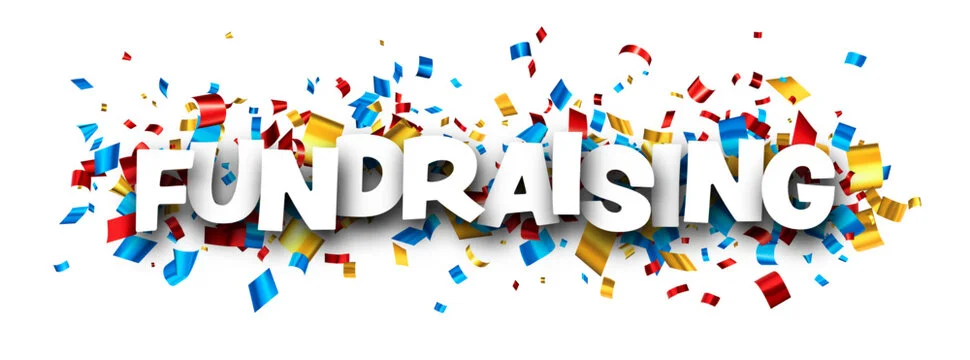 Colorful fundraising banner with confetti