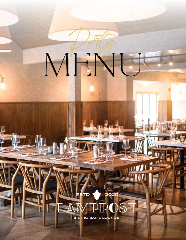 Elegant restaurant interior with wooden tables and warm lighting