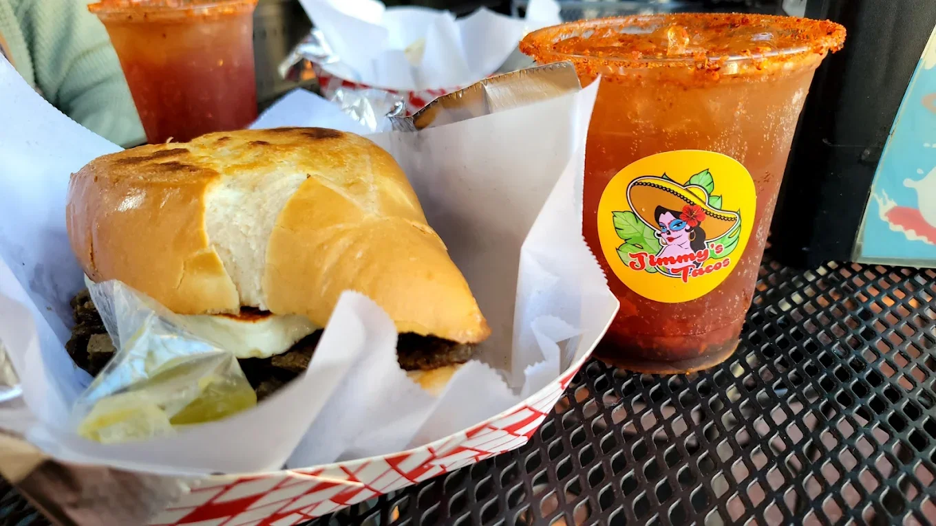 Delicious Mexican torta with a refreshing drink