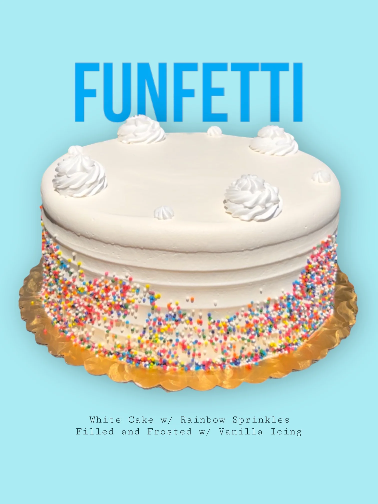Colorful Funfetti cake with vanilla icing