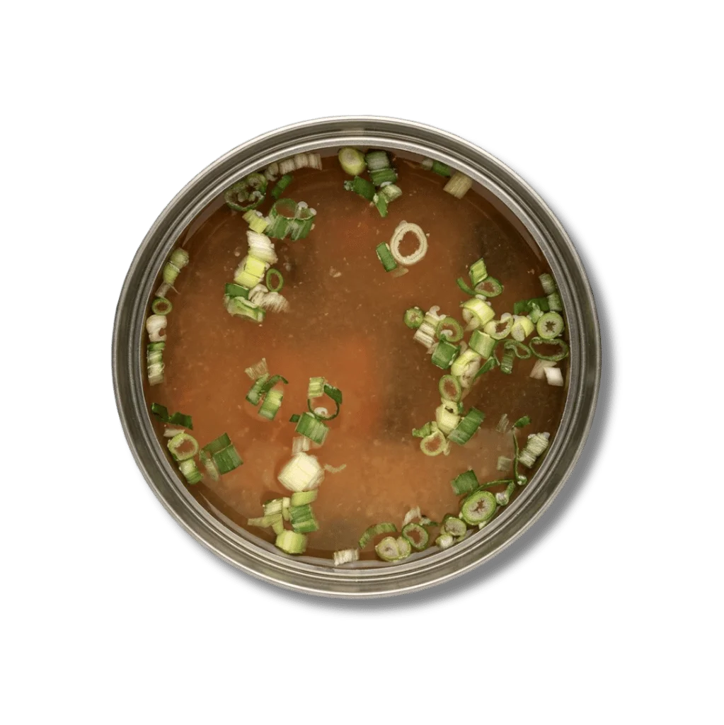Bowl of broth with chopped green onions on top.