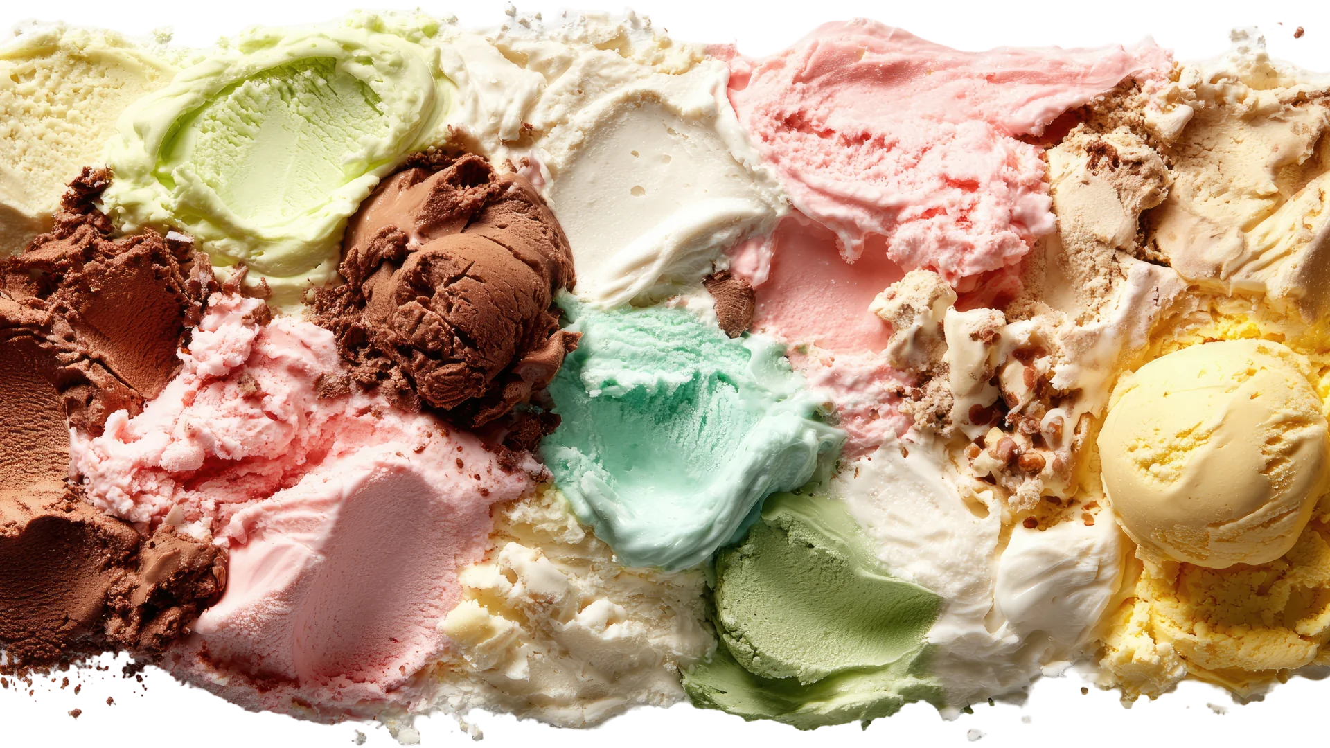 Assorted gelato flavors in a colorful display