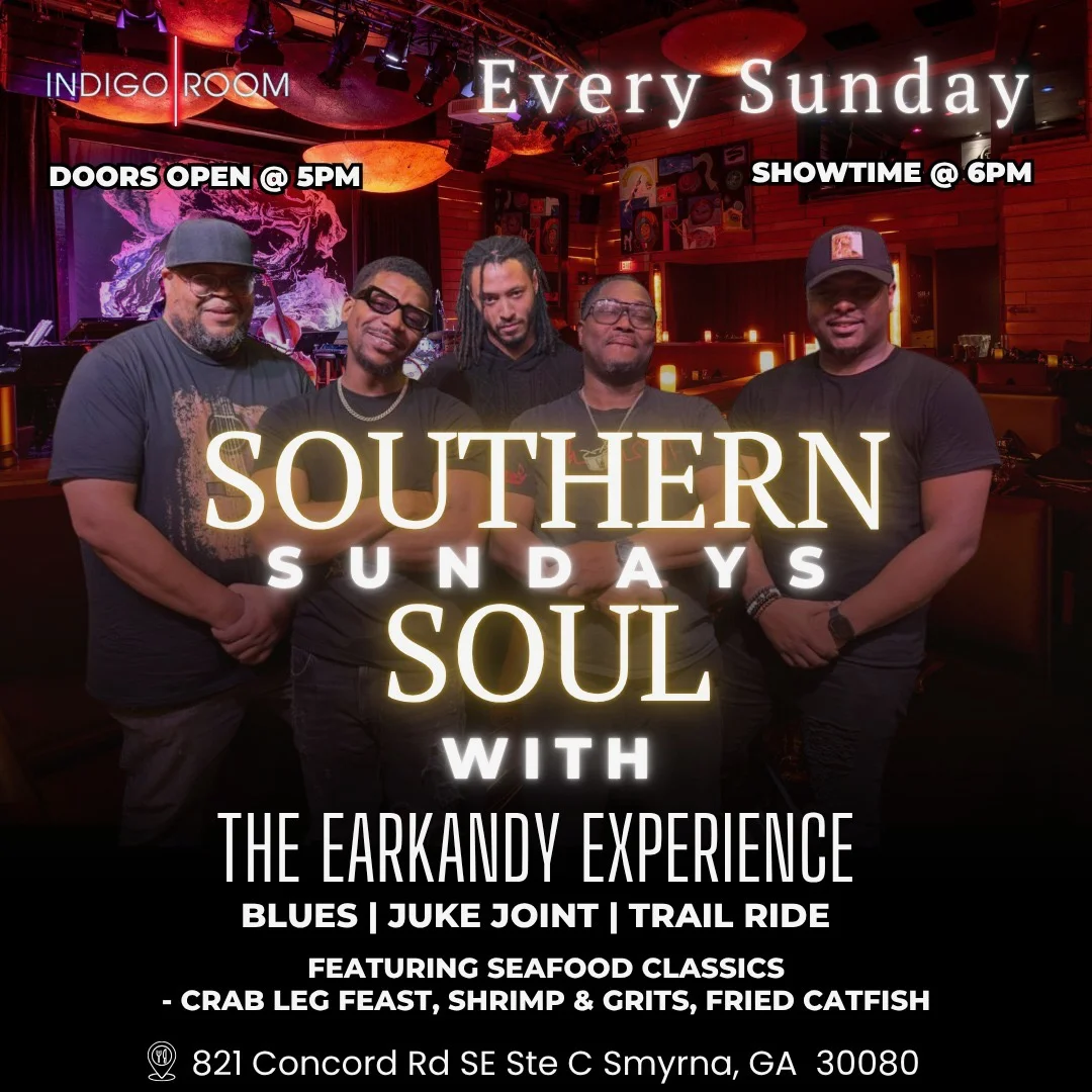 Southern Soul Sundays event promotional image featuring food and music.