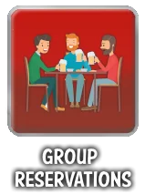 Illustration of friends enjoying beers at a table for group reservations