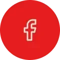 Facebook logo in a red circle