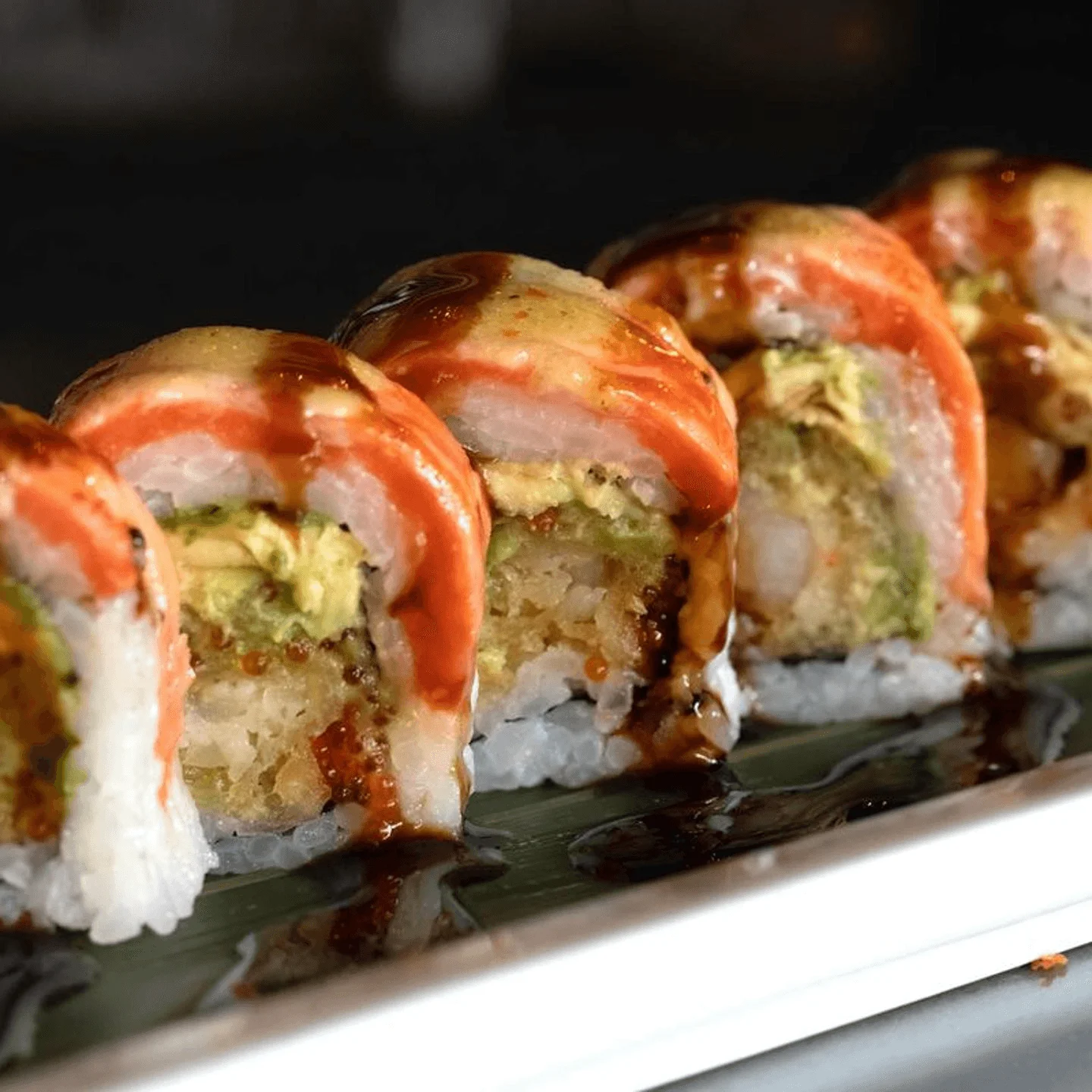 Japanese sushi roll with salmon and avocado