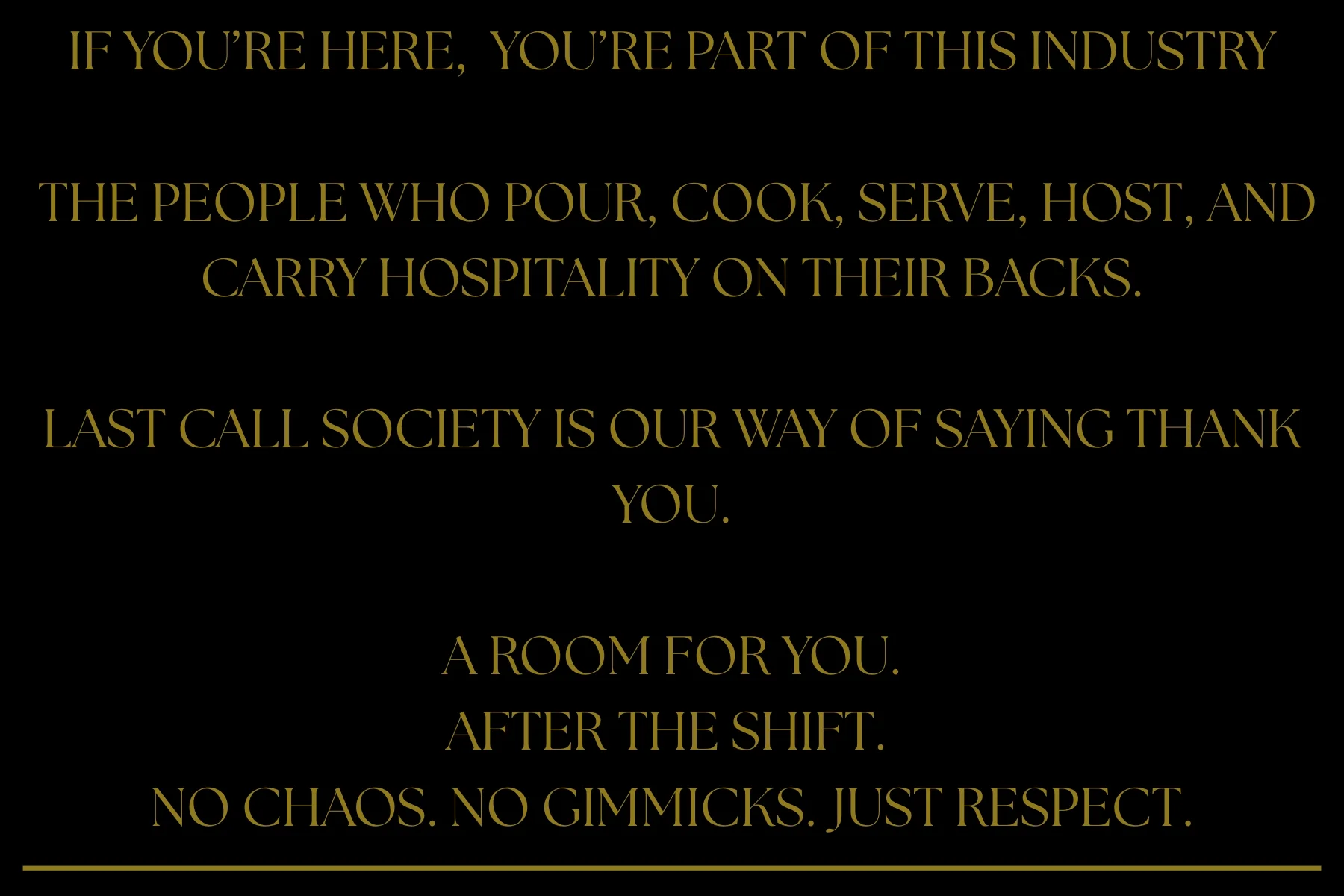 Inspirational message for hospitality industry workers