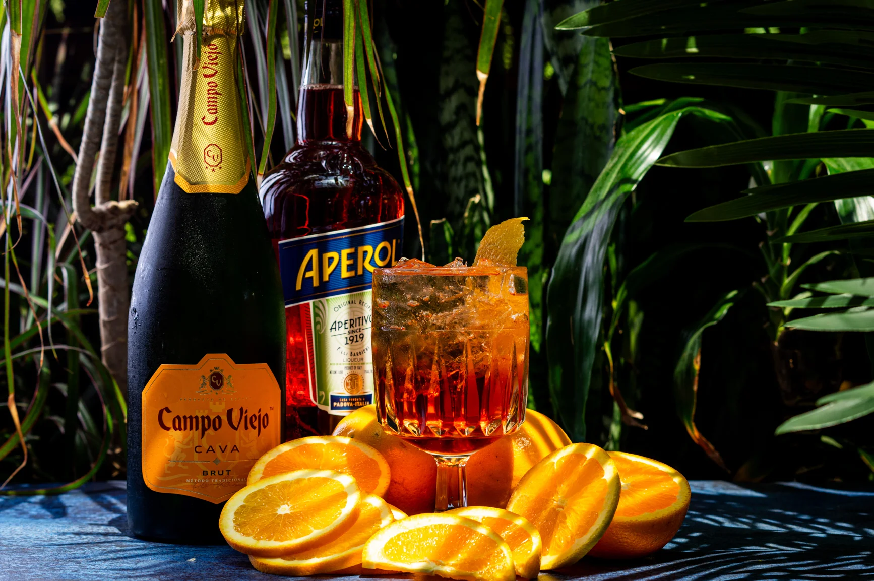 A house speciality mimosa decorated with orange slices
