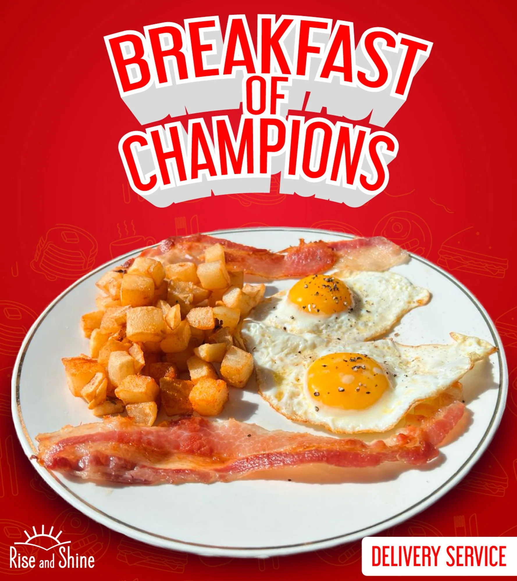 Classic American breakfast with eggs and bacon