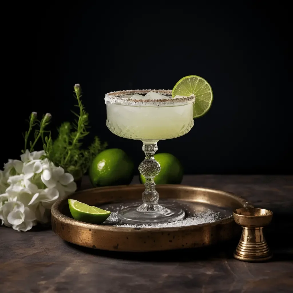 Classic margarita cocktail with lime garnish