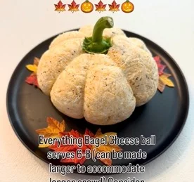 PUMPKIN SHAPED CHEESE SPREAD-EVERYTHING BAGEL