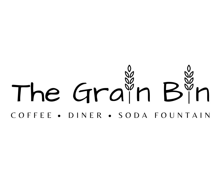 Logo of The Grain Bin coffee diner and soda fountain