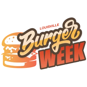 Logo for Louisville Burger Week featuring burgers and vibrant text.