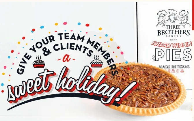 Texas-made pie in a wooden box from Three Brothers Bakery