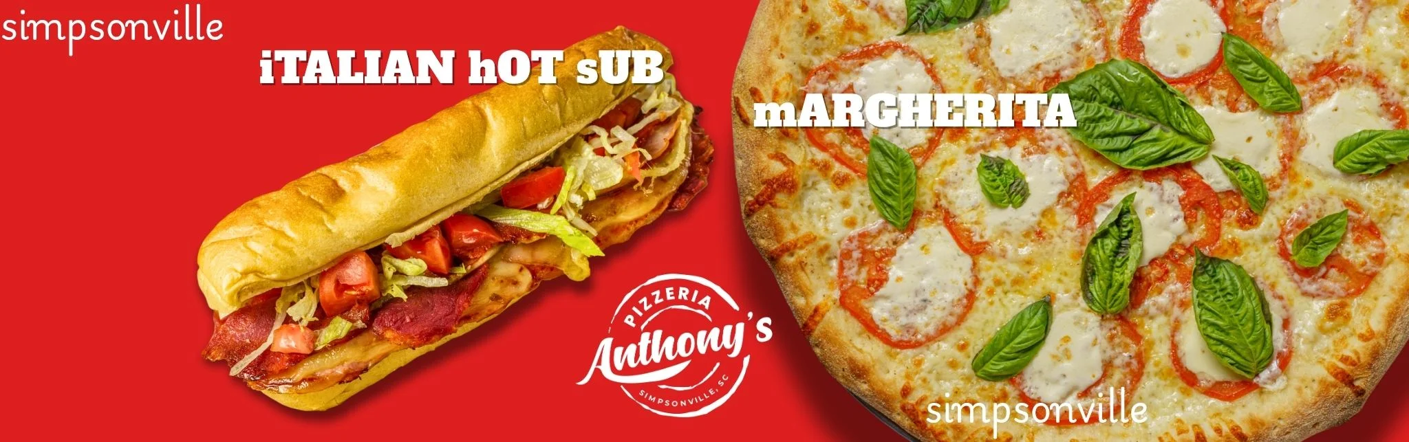 Italian hot sub sandwich and Margherita pizza