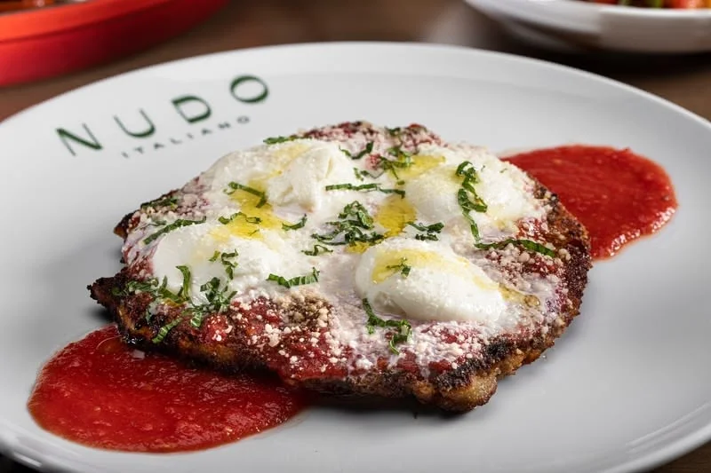 Italian eggplant parmesan with marinara sauce