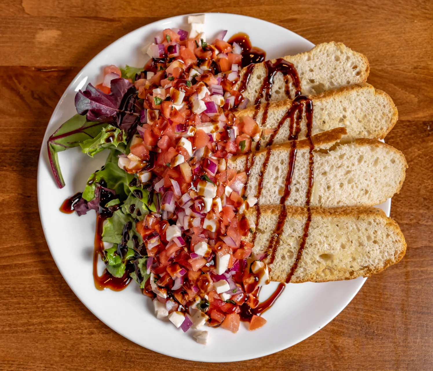 Fresh Italian bruschetta with tomato and herbs