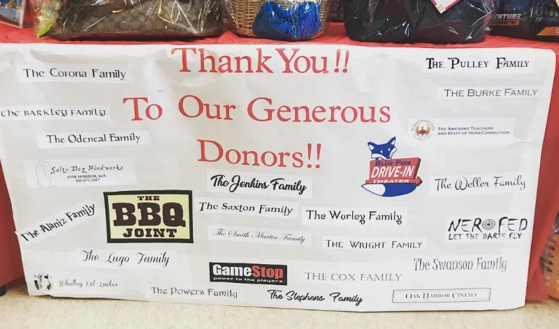 Thank you banner for generous donors at a community event