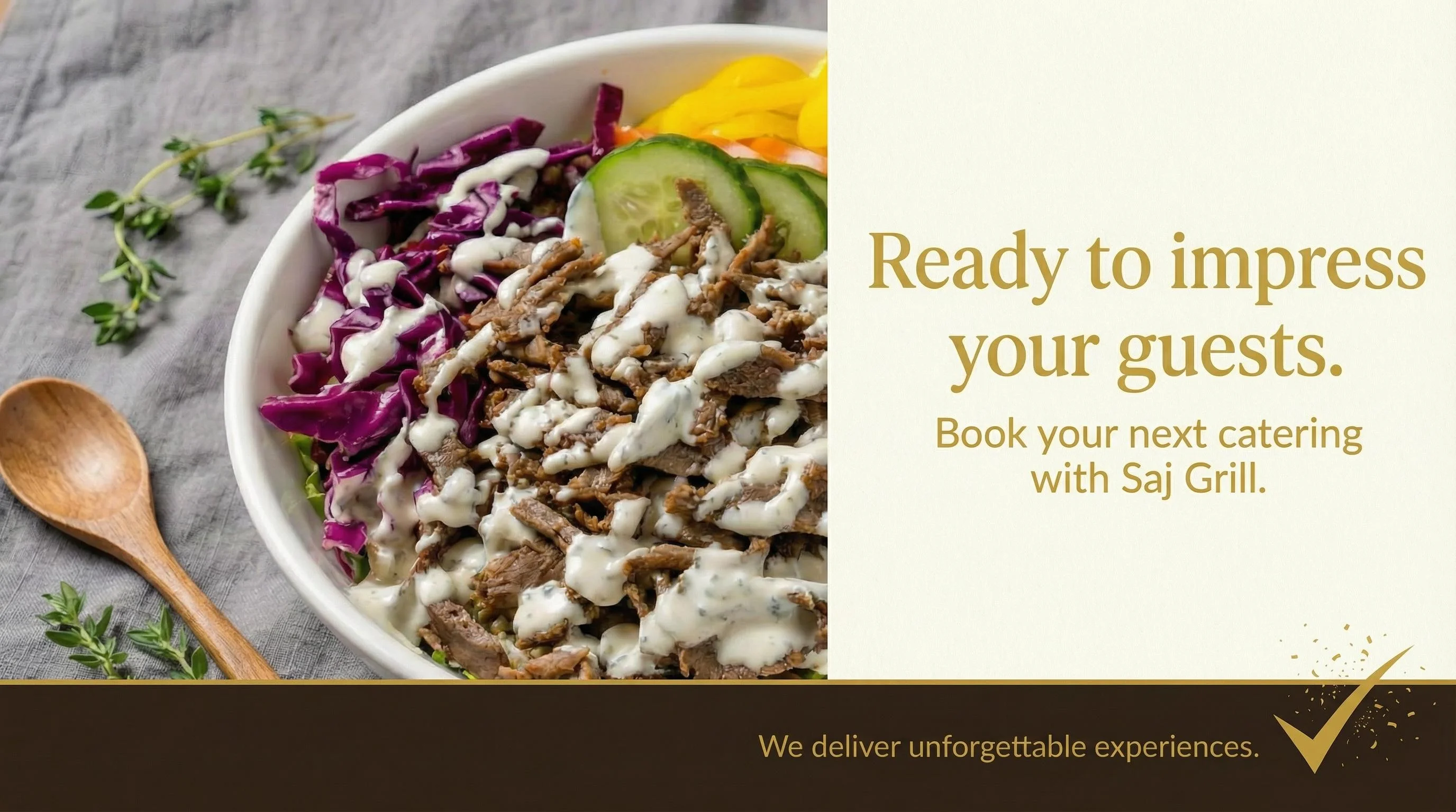 Mediterranean shawarma bowl with fresh vegetables and sauce