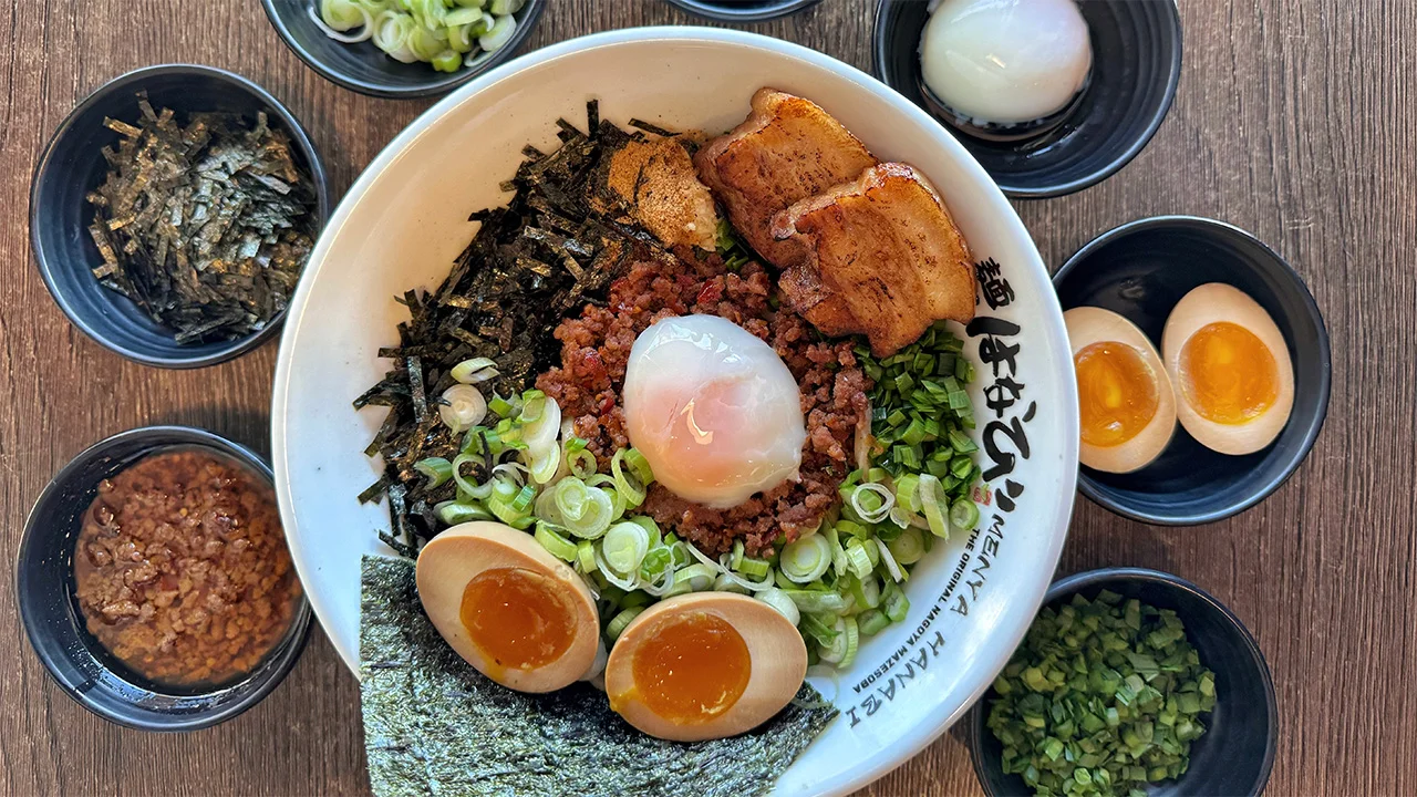 Brothless Ramen with various toppings Los Angeles