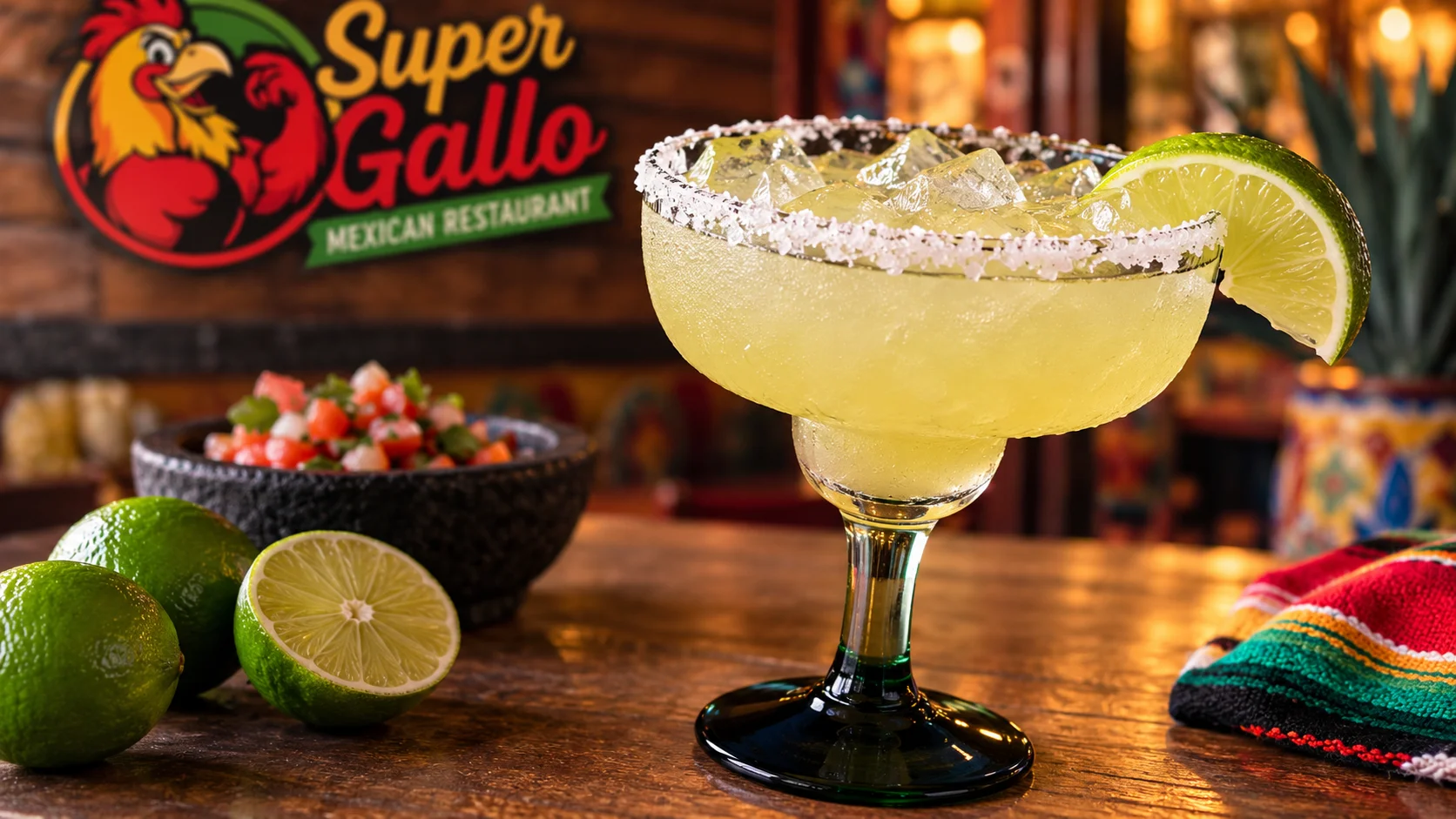 Refreshing margarita cocktail with lime and salt rim