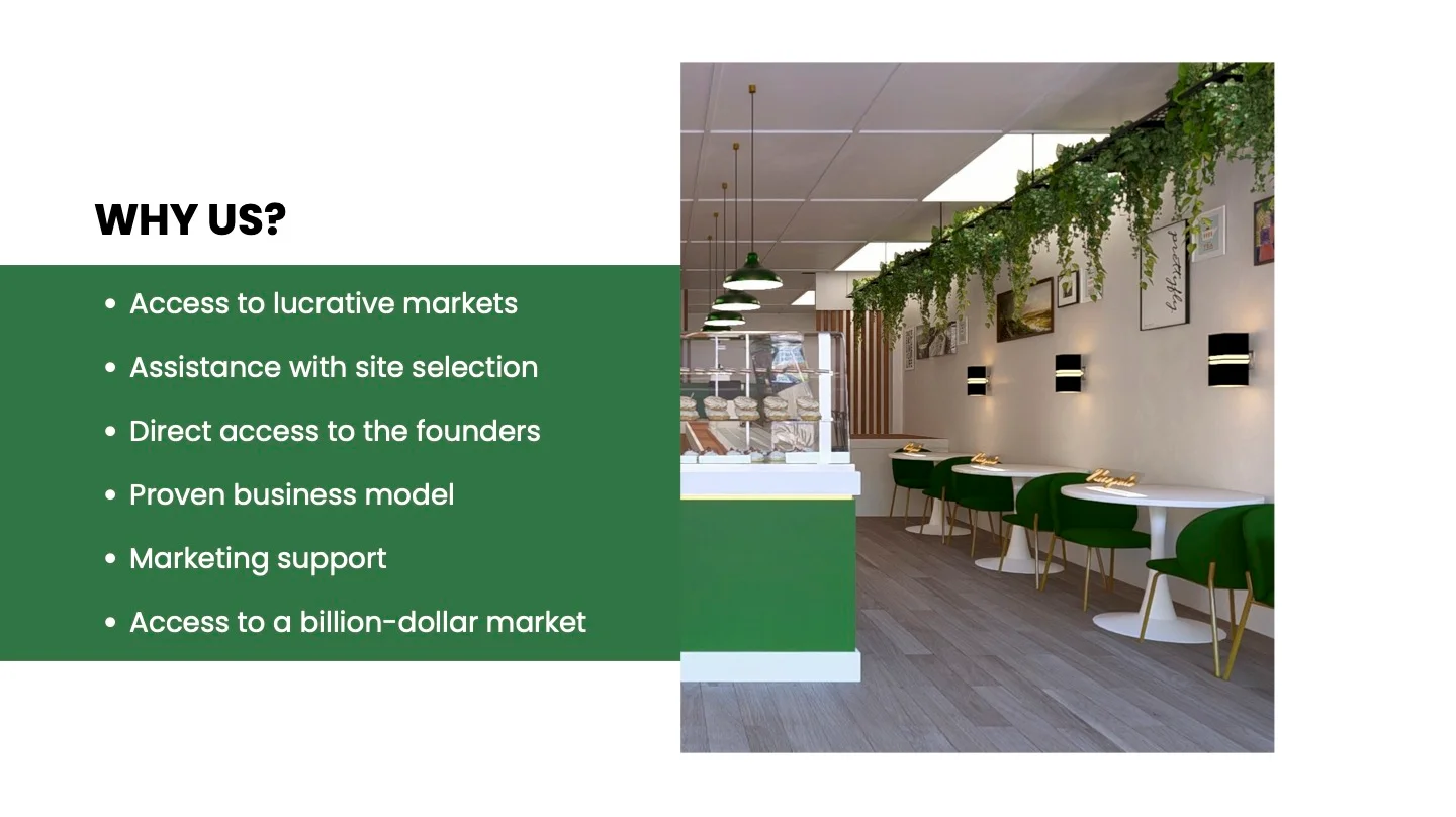 Modern restaurant interior with green accents and seating