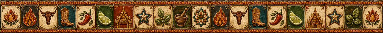 Colorful decorative border featuring culinary symbols and motifs