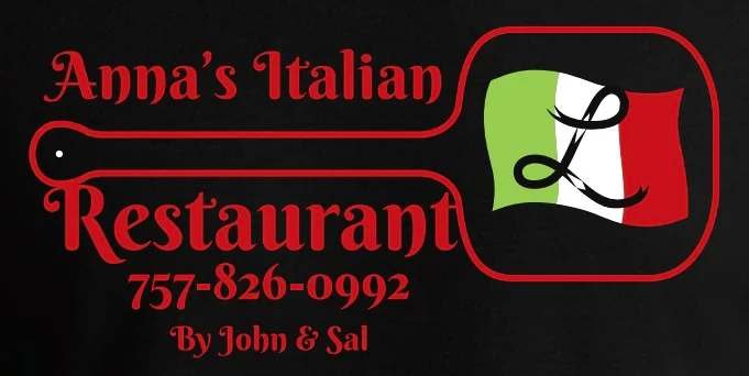 Logo of Anna's Italian Restaurant featuring a pizza peel and Italian flag