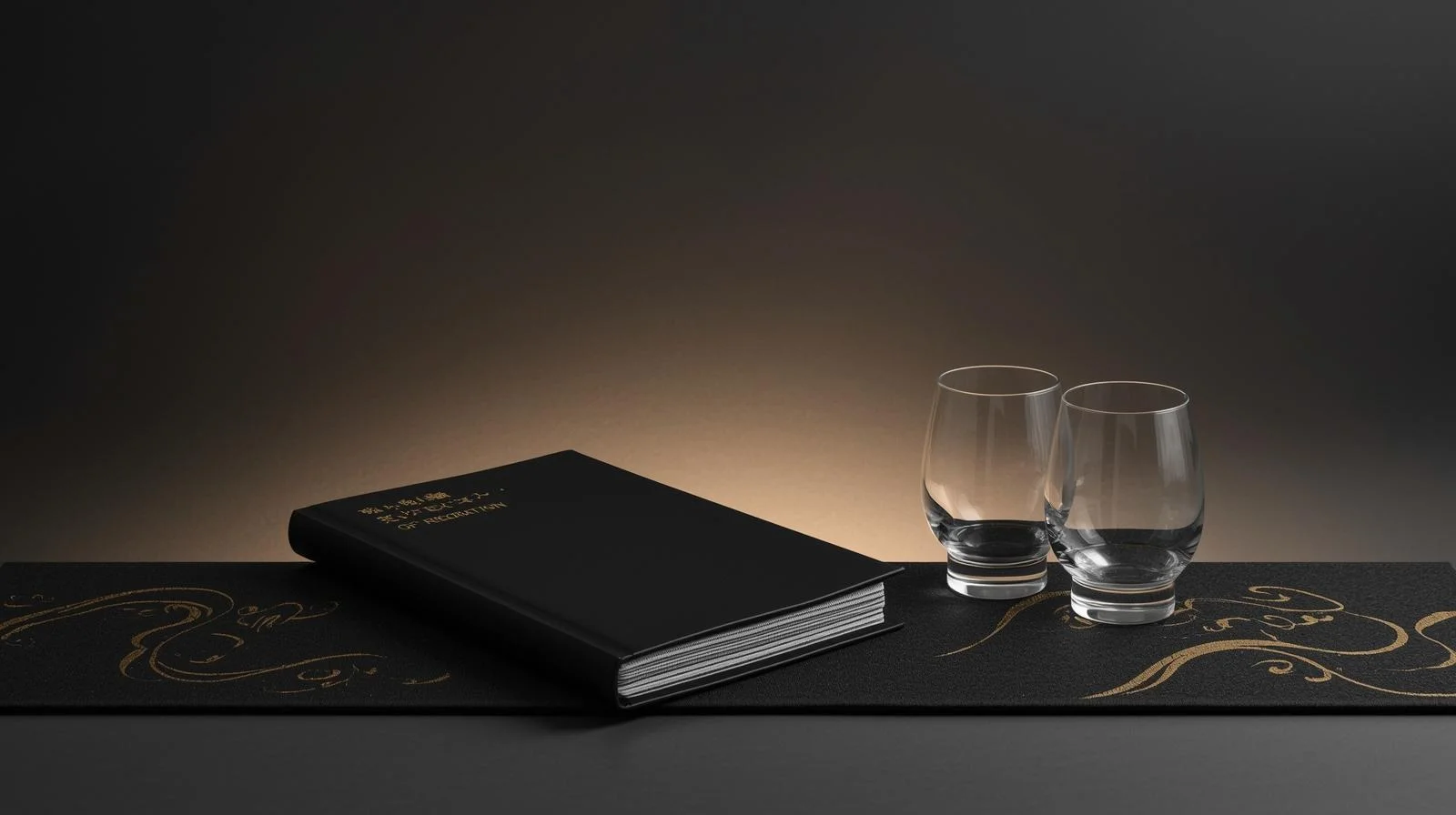 Elegant restaurant menu with glasses on a stylish table