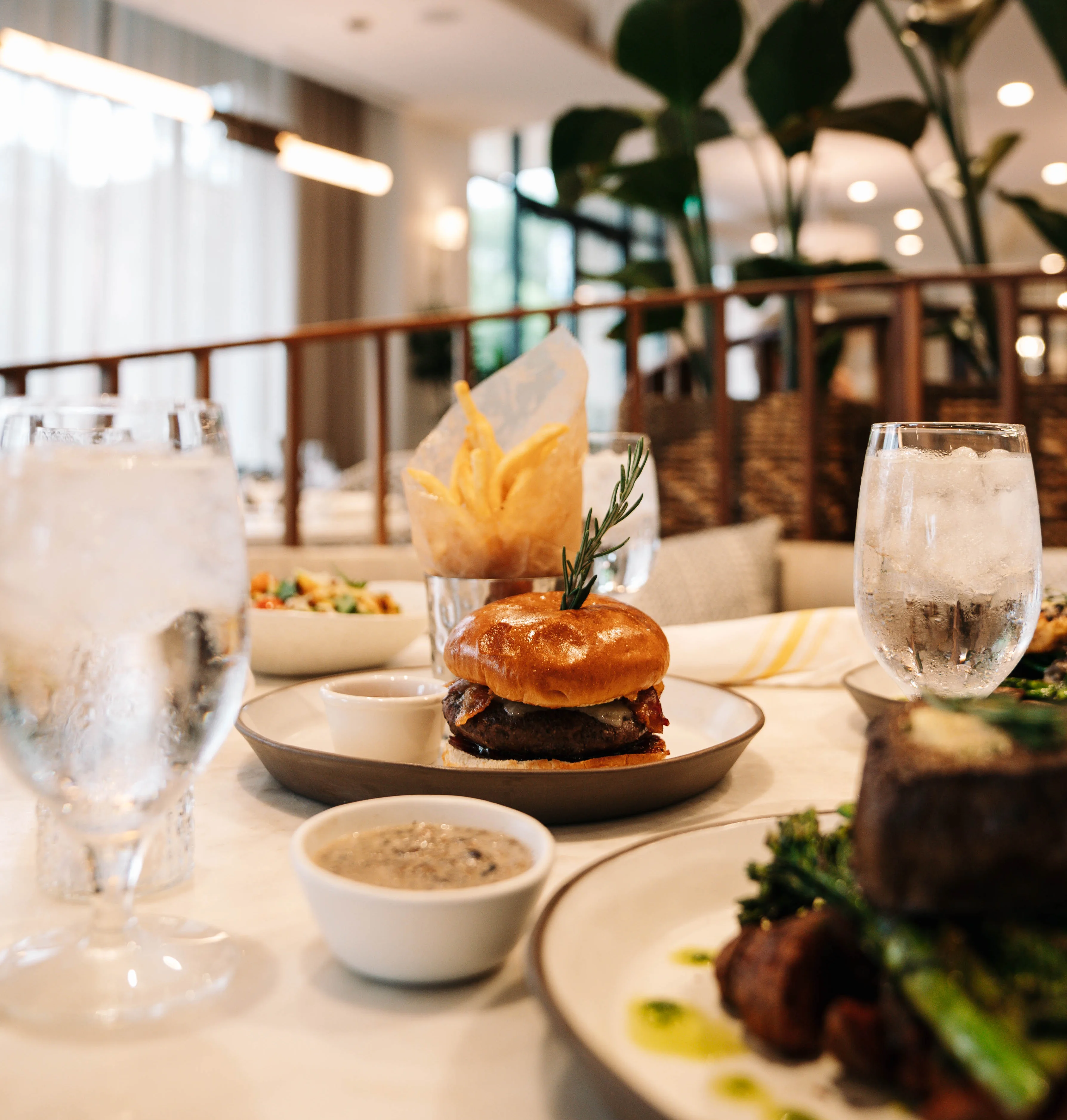 Table with burger
