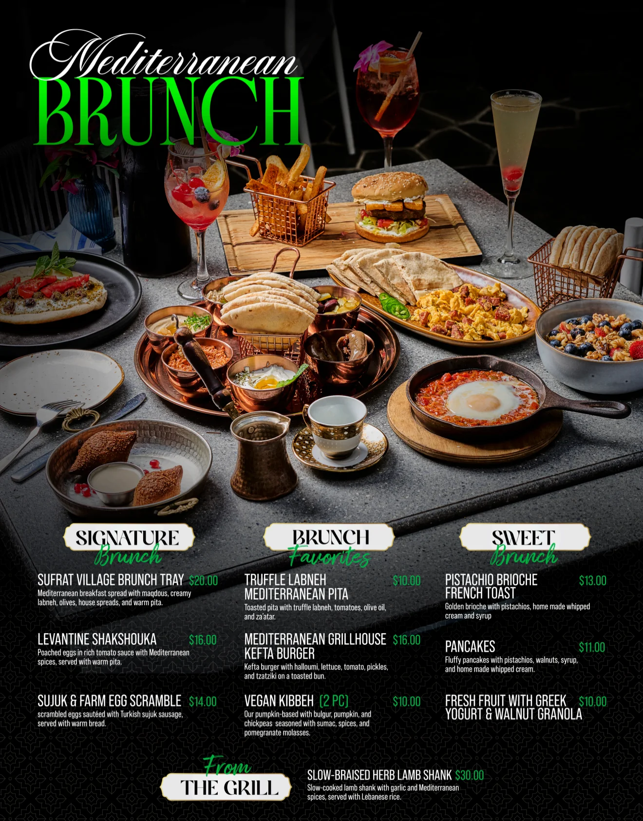 Brunch menu with food