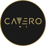 Cavero logo featuring elegant typography on a black background