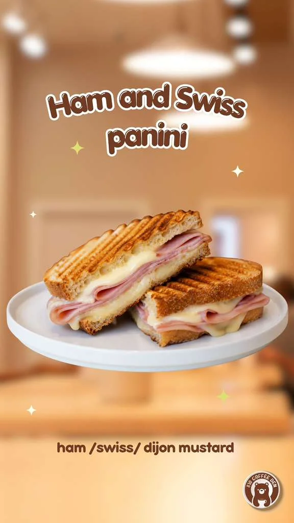 Grilled panini sandwich with savory fillings