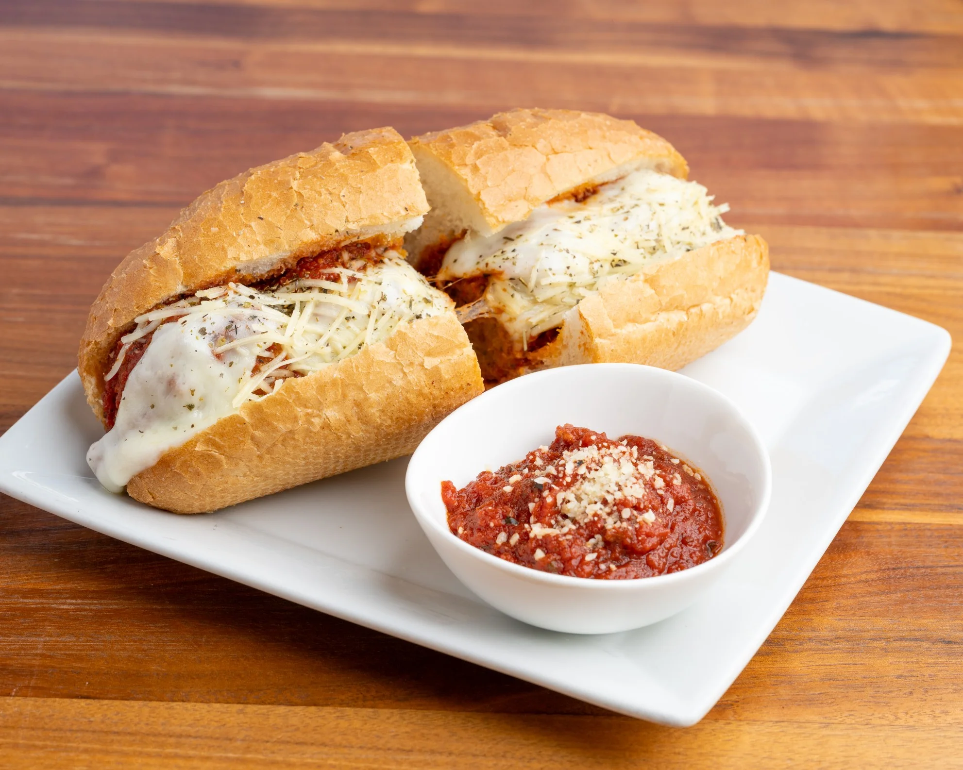 Meatball sandwich with marinara sauce