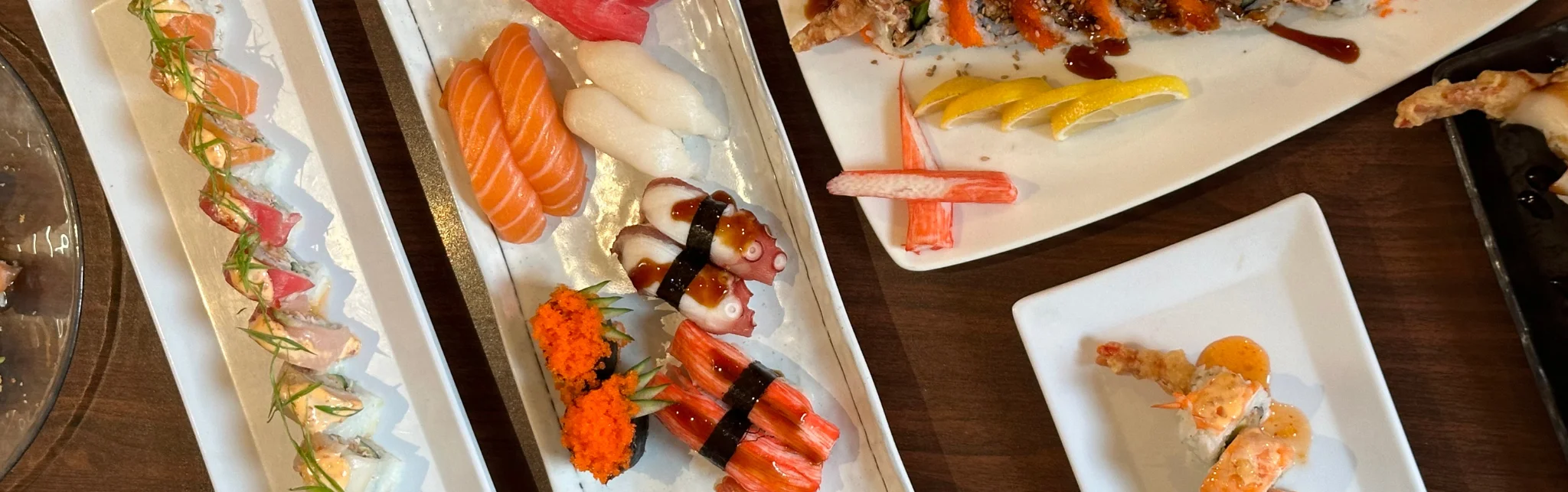 Assorted Japanese sushi platter with nigiri and rolls