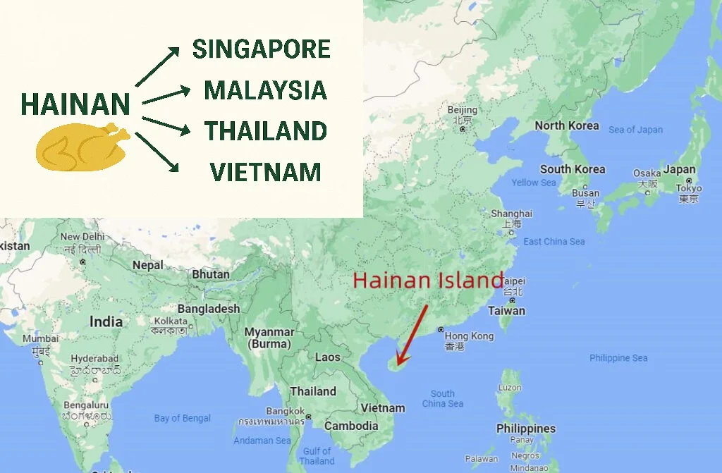 Map highlighting Hainan cuisine and its regional influences